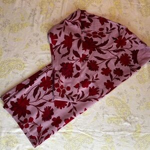 Ann Taylor Crewneck Sweater Red Pinkish Floral Print Size XLarge
